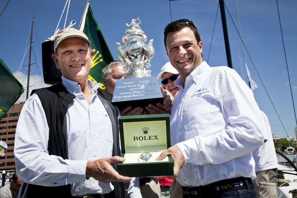 Stephen Ainsworth, owner of LOKI, Overall Handicap winner, with Patrick Boutellier, Rolex Australia - Rolex Sydney Hobart Yacht Race 2011 ©  Rolex/Daniel Forster http://www.regattanews.com